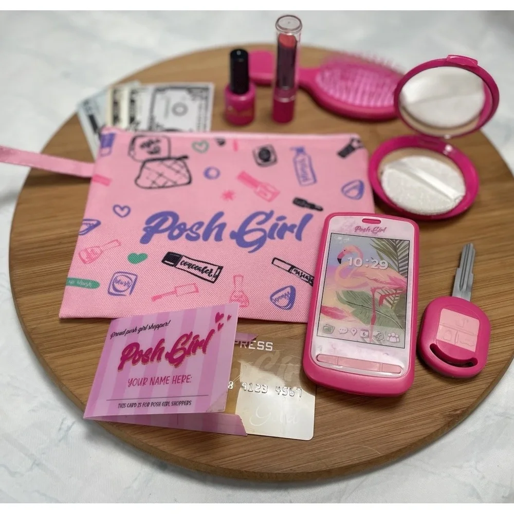 POSH GIRL Makeup Pouch‎ Bag Phone Key Card & More Play Set Kids Pink Like Mommy